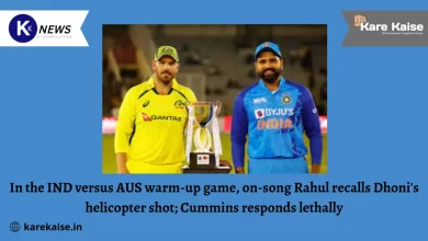 In the IND versus AUS warm-up game, on-song Rahul recalls Dhoni's helicopter shot; Cummins responds lethally